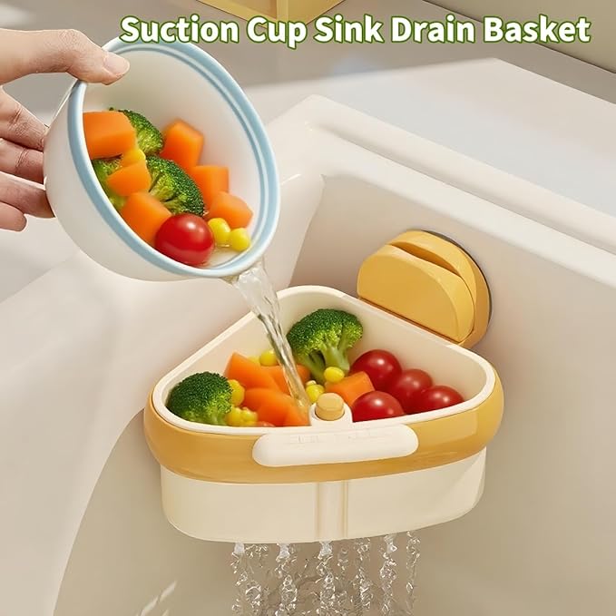 🫧Suction Cup Sink Corner Rack🧼-NEVER Unclog Your Drain Again!