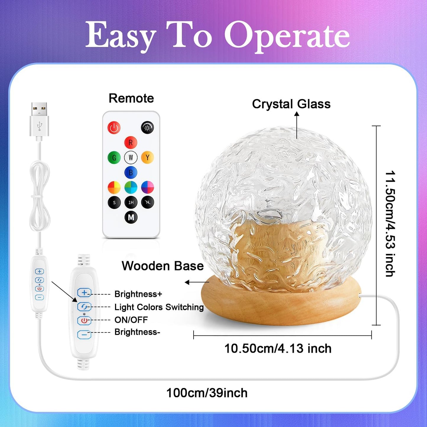 Crystal lamp projector, 216 modes bedroom mood light, remote control and USB control bedroom light