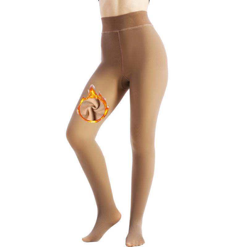 NEGUSY™ Women's Fleece Lined Tights Fake Translucent Warm Thermal Pantyhose Sheer Thick Leggings Under Dress for Winter with Plush Inner Layer