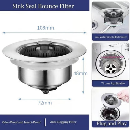2025 New Upgraded Sink Bounce Core Drain Strainer