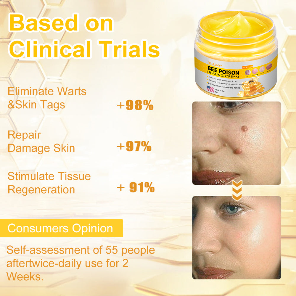 NESLEMY™ Bee Venom Skin Cream（👨‍⚕AAD Recommended),for Remove Warts, Acne and Scars