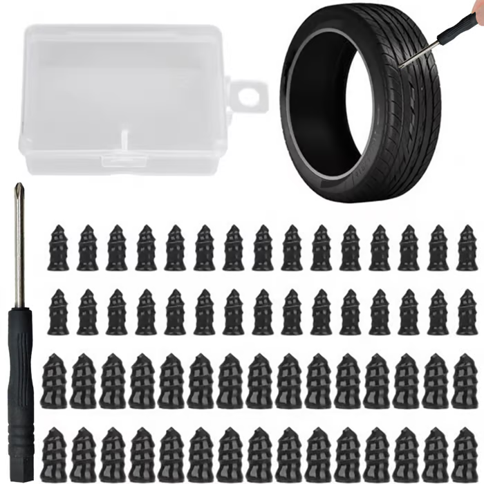 🔥Final 3 Hours: 70% OFF - 🔩60PCS Tire Repair Rubber Nails Kit with 2 Sizes + Free Screwdriver Included