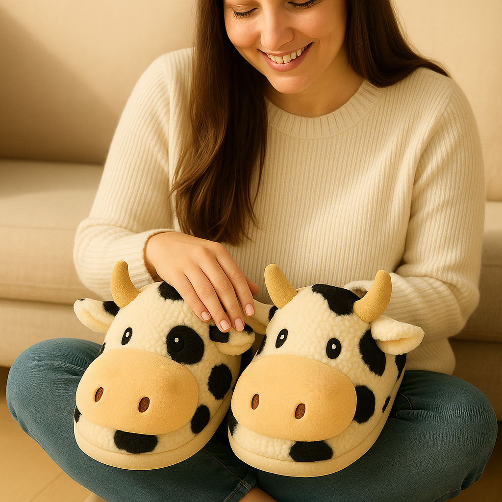 Super Realistic Cow Plush Slippers — Feel Like Walking with a Cow Every Step