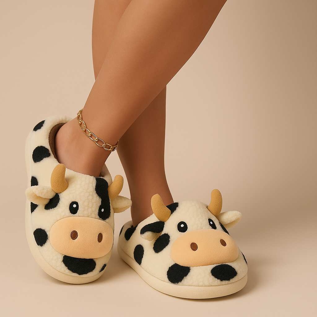 Super Realistic Cow Plush Slippers — Feel Like Walking with a Cow Every Step