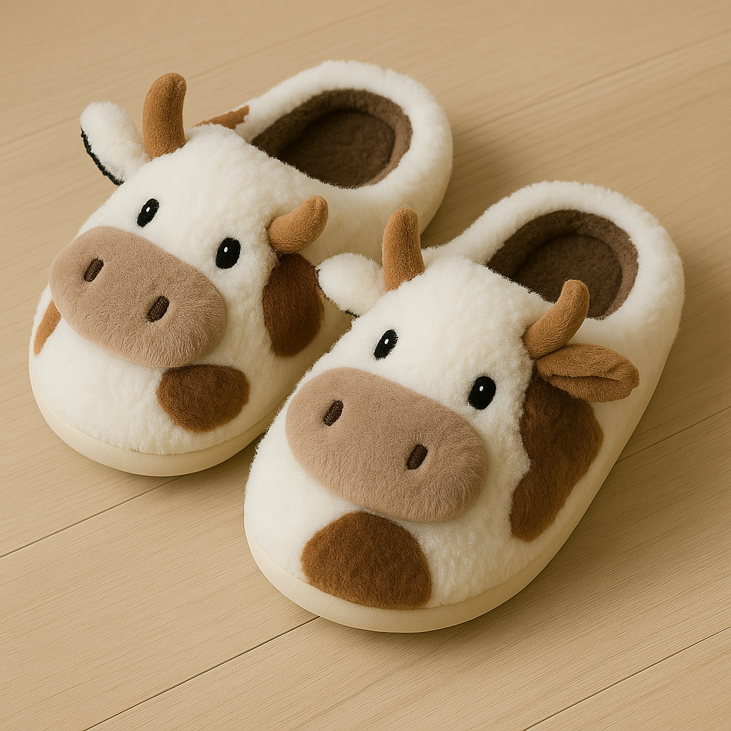 Super Realistic Cow Plush Slippers — Feel Like Walking with a Cow Every Step