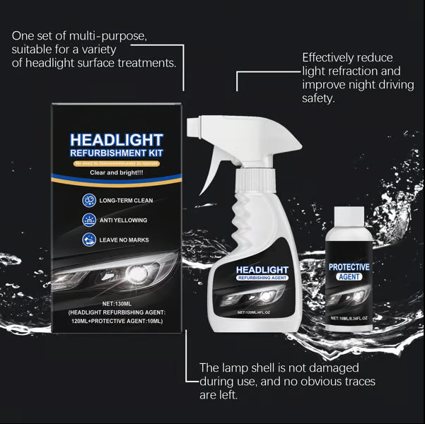 🚘 Automotive Headlamp Restoration Fluid, blurring enhanced crystalline coating refurbisher