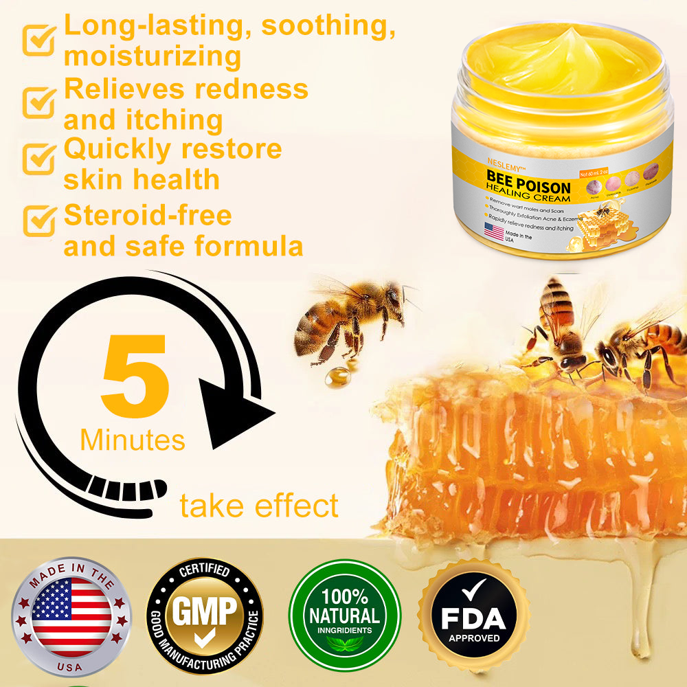 NESLEMY™ Bee Venom Skin Cream（👨‍⚕AAD Recommended),for Remove Warts, Acne and Scars