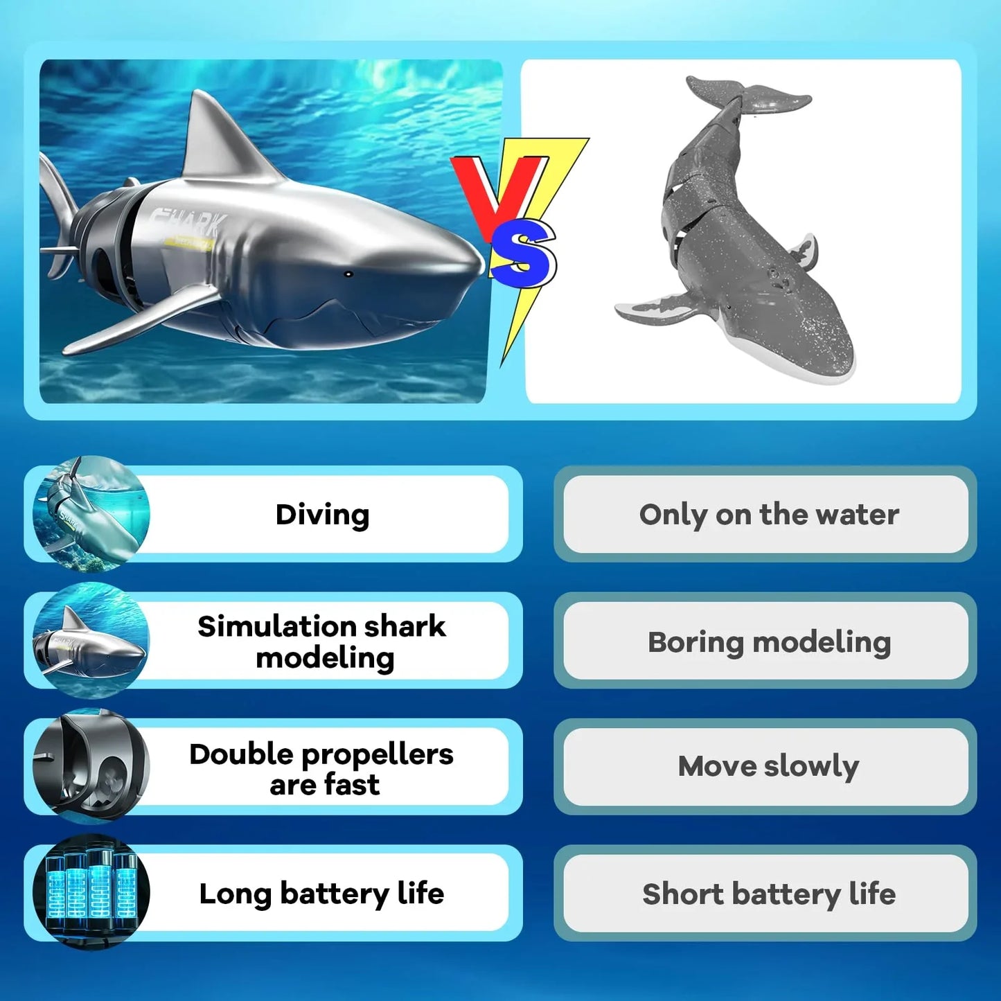 🦈Underwater Hegemon-Remote Control Diving Shark Toy