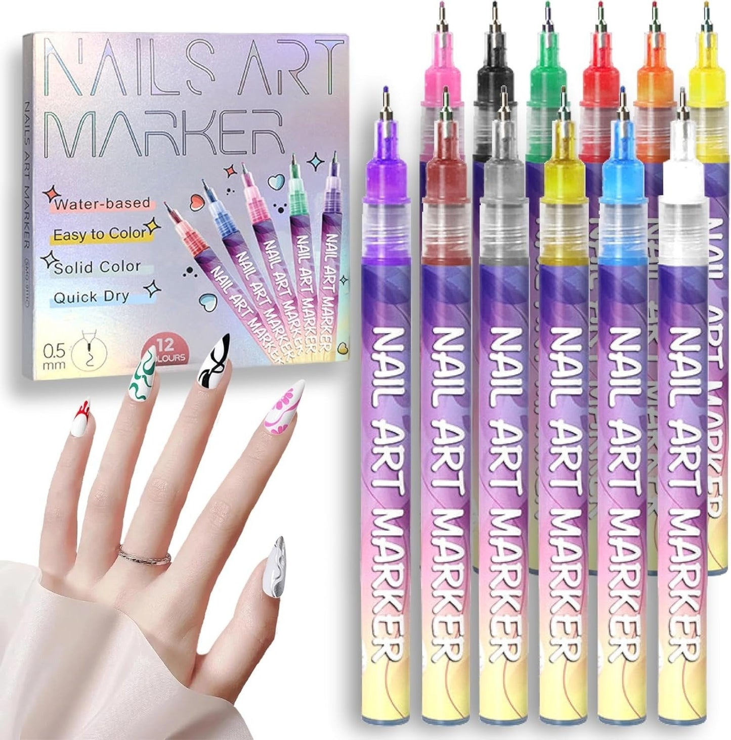🔥LAST DAY - 49% OFF⏳12 Colors Nail Art Pens Set🎨💅