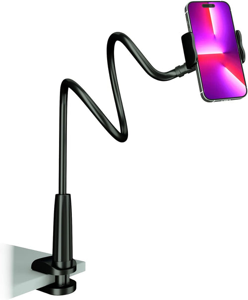 Mobile phone clamp bedside bracket, with handle flexible long arm gooseneck bracket mounting clamp