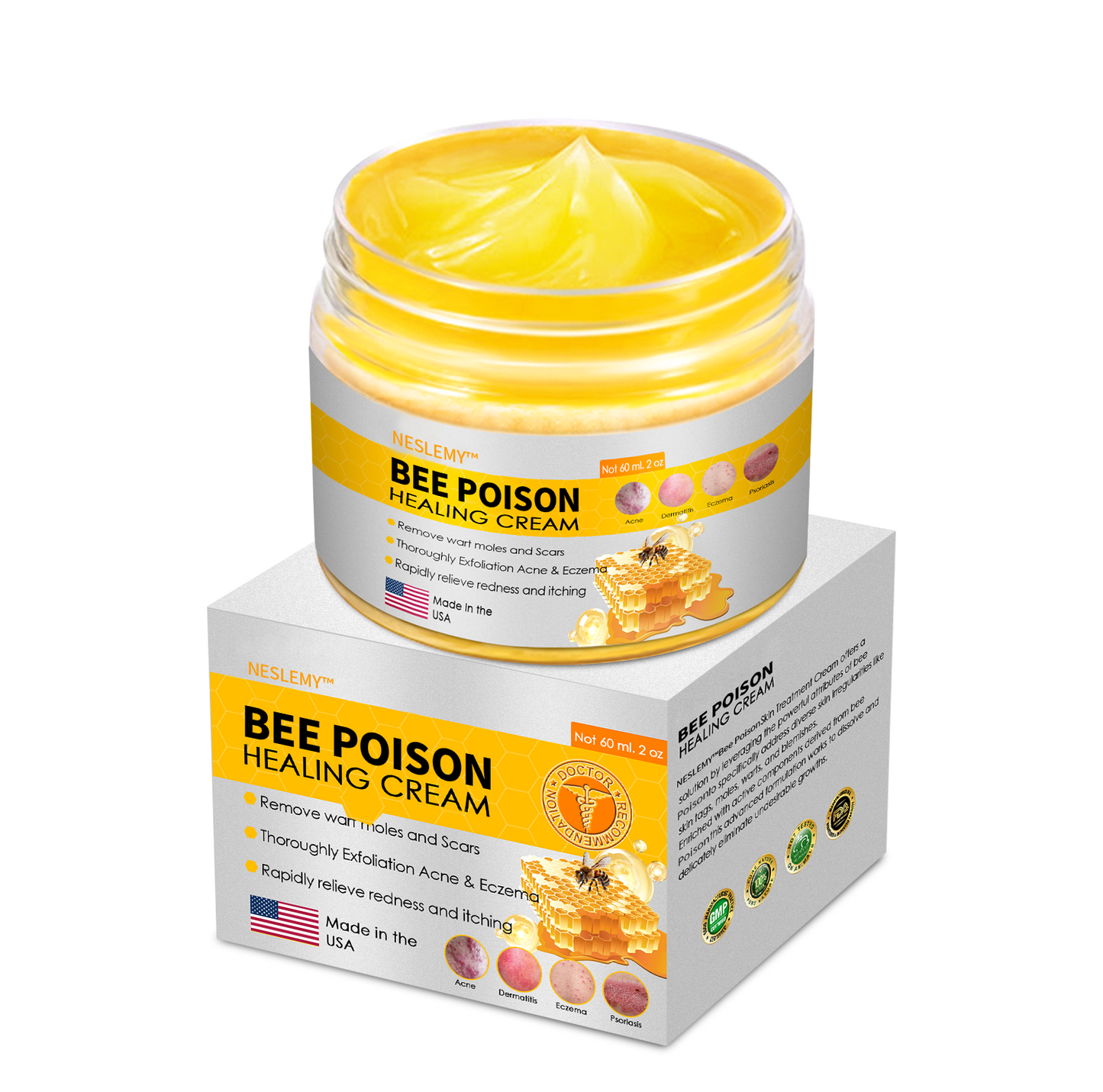 NESLEMY™ Bee Venom Skin Cream（👨‍⚕AAD Recommended),for Remove Warts, Acne and Scars
