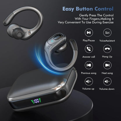 Wireless Bluetooth 5.4 Earphones, Noise Cancelling Earbuds,LED Battery Display, IPX7 Waterproof Earphones