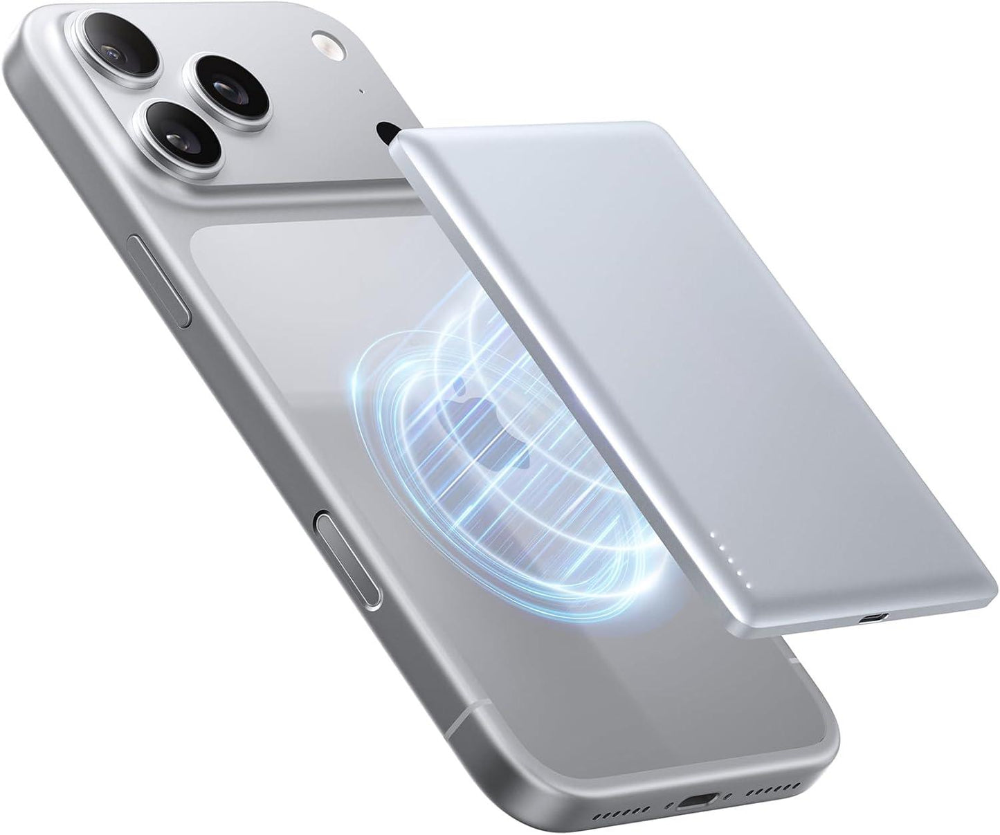 Power Bank, Ultra Slim 5,000mAh Wireless Portable Charger with USB-C Cable, Fast Charging