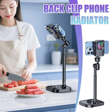 Phone Cooler, Phone Cooler Back Clip for iPhone Android Smartphones with Rechargeable Battery (with Desktop Stand)