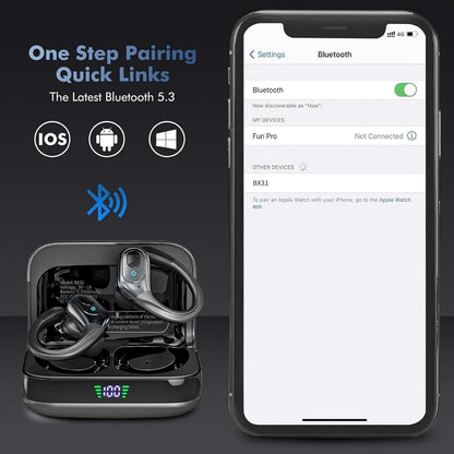 Wireless Bluetooth 5.4 Earphones, Noise Cancelling Earbuds,LED Battery Display, IPX7 Waterproof Earphones