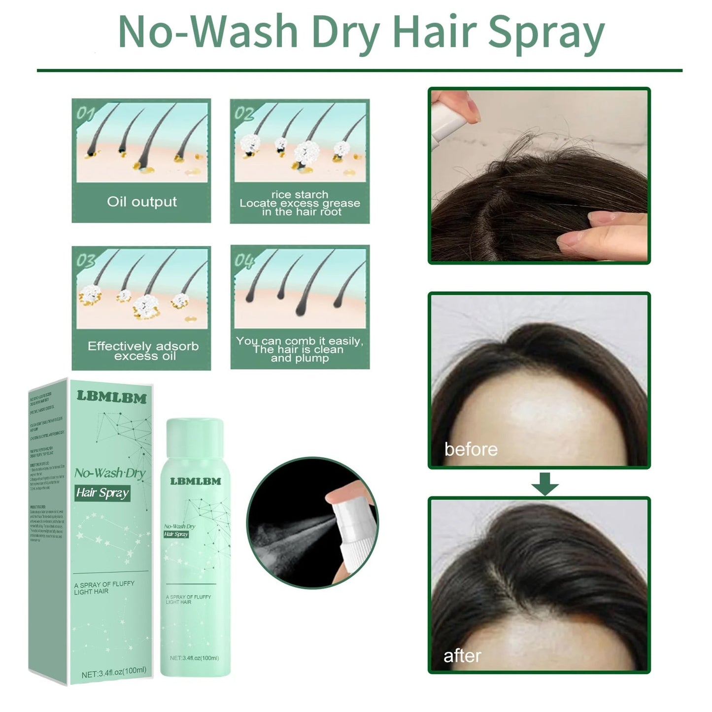 LBMLBM™ No-Wash Dry Hair Spray