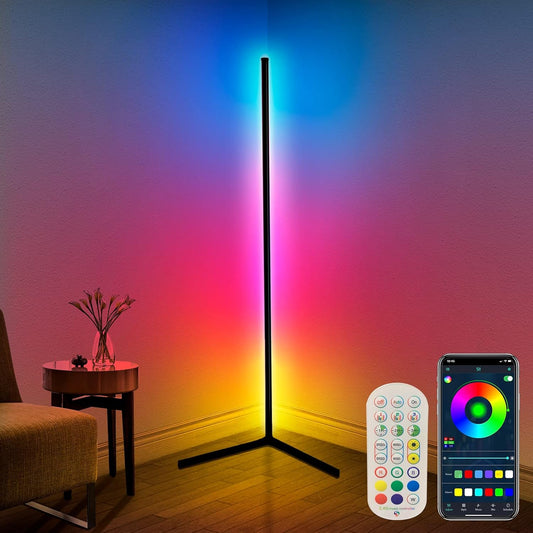 Corner Floor Lamp, 65" Color Changing LED Floor Lamp with Music Sync, Remote Control and App Control