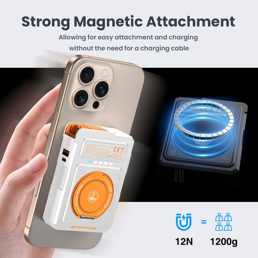 5-in-1 Magnetic Power Bank Built in AC Plug,Magnetic Wireless Portable Charger for Apple Watch