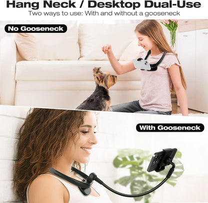 Mobile phone holder, neck mobile phone holder, hands-free flexible gooseneck mobile phone holder