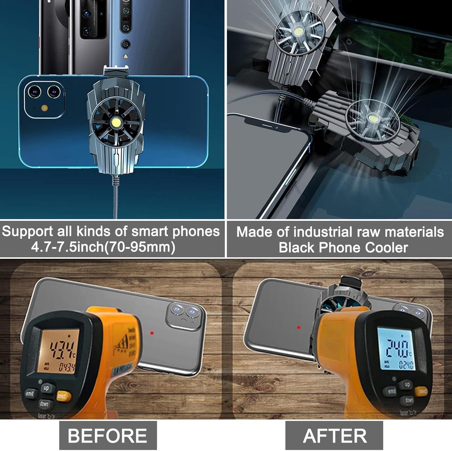 Wireless Phone Cooling Accessory | Phone Cooler - Gaming Enhanced Cooling Fan