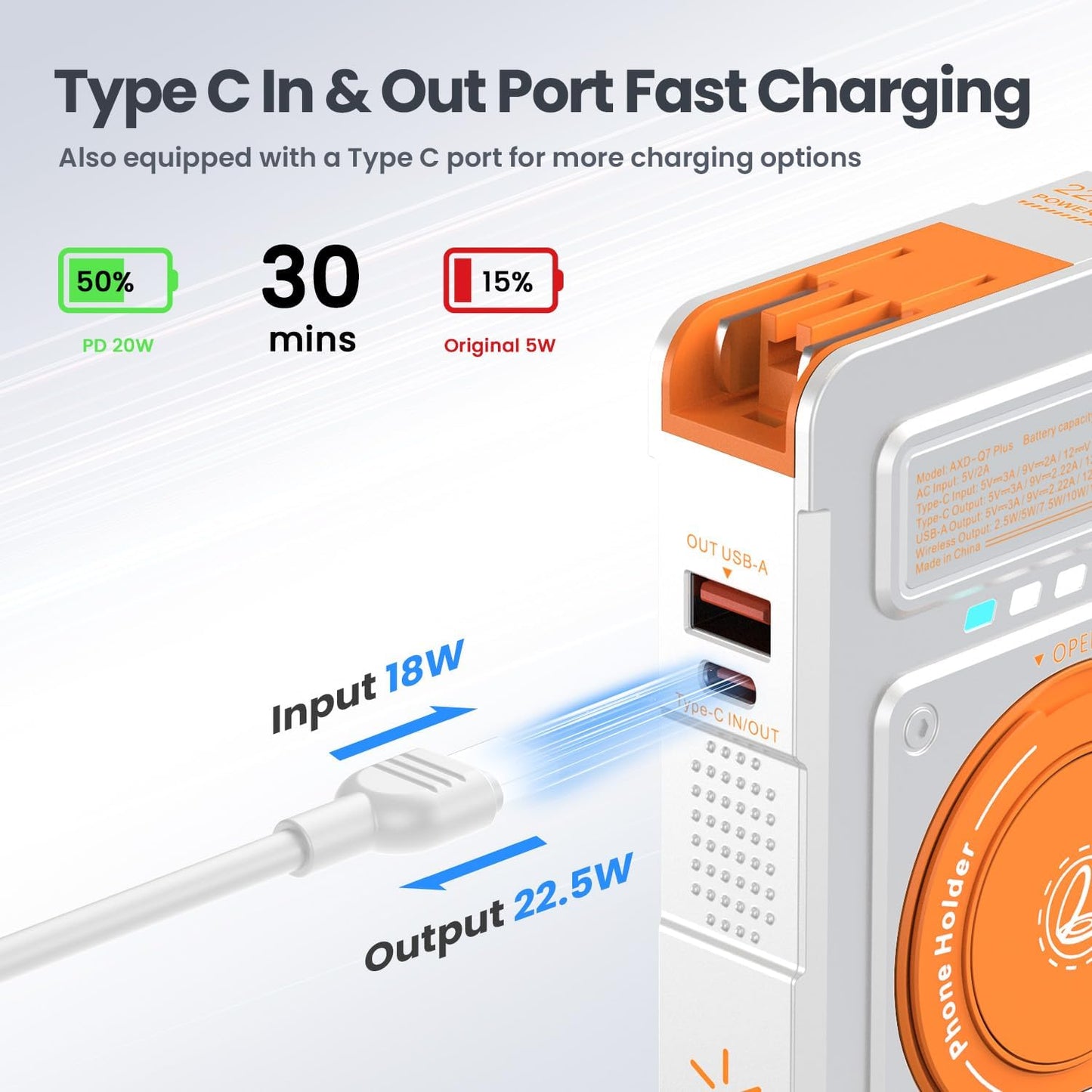 5-in-1 Magnetic Power Bank Built in AC Plug,Magnetic Wireless Portable Charger for Apple Watch