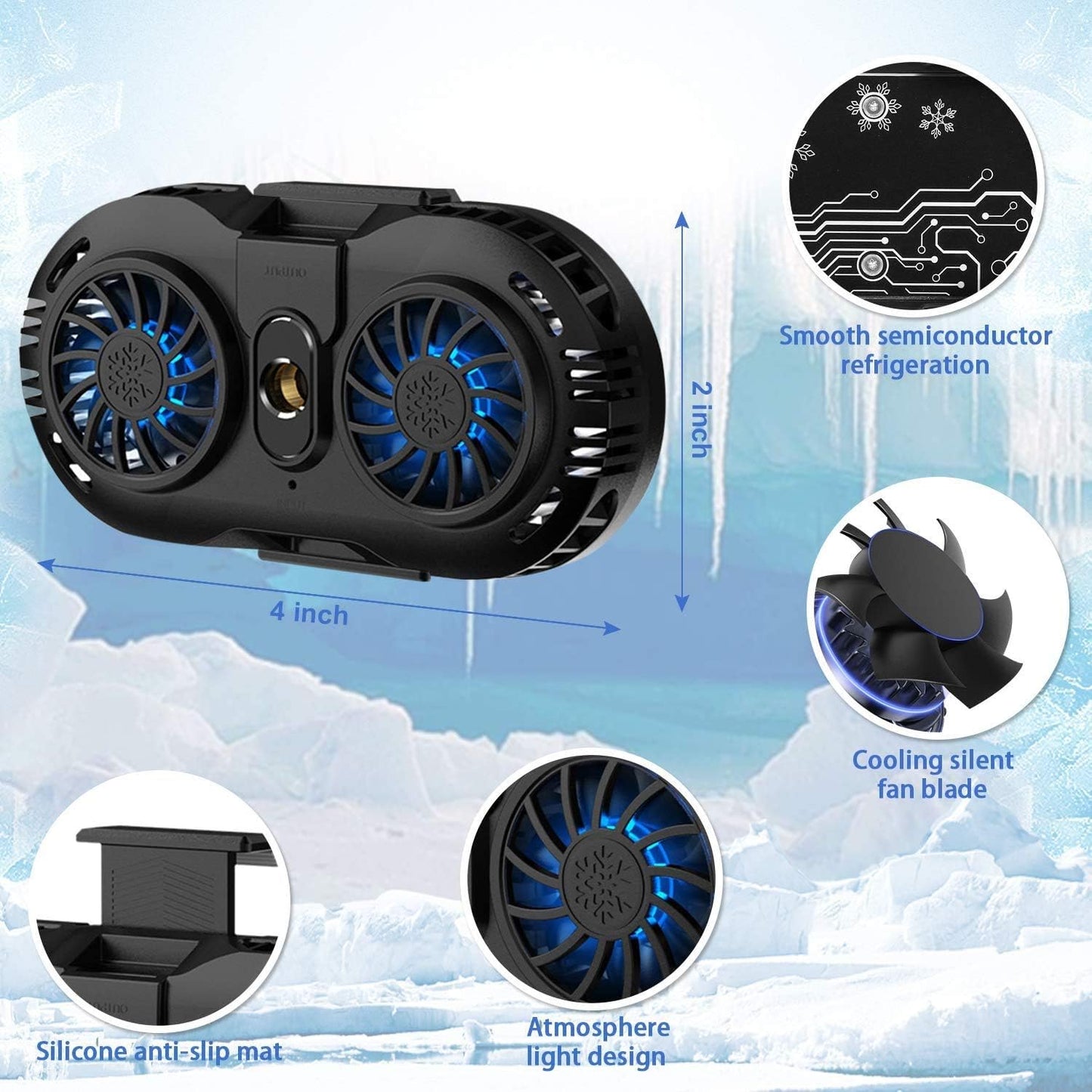 Mobile phone radiator with dual semiconductor cooling chips