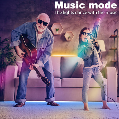 LED Light Strip 50ft (1 Roll), Color Changing RGB LED Light Strip with 60 Remotes and App Control, Music Sync