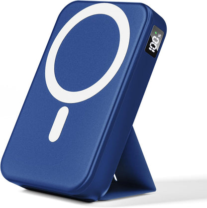 Magnetic Power Bank, 10000mAh Wireless Portable Charge, Foldable Stand & LED Display Battery Pack