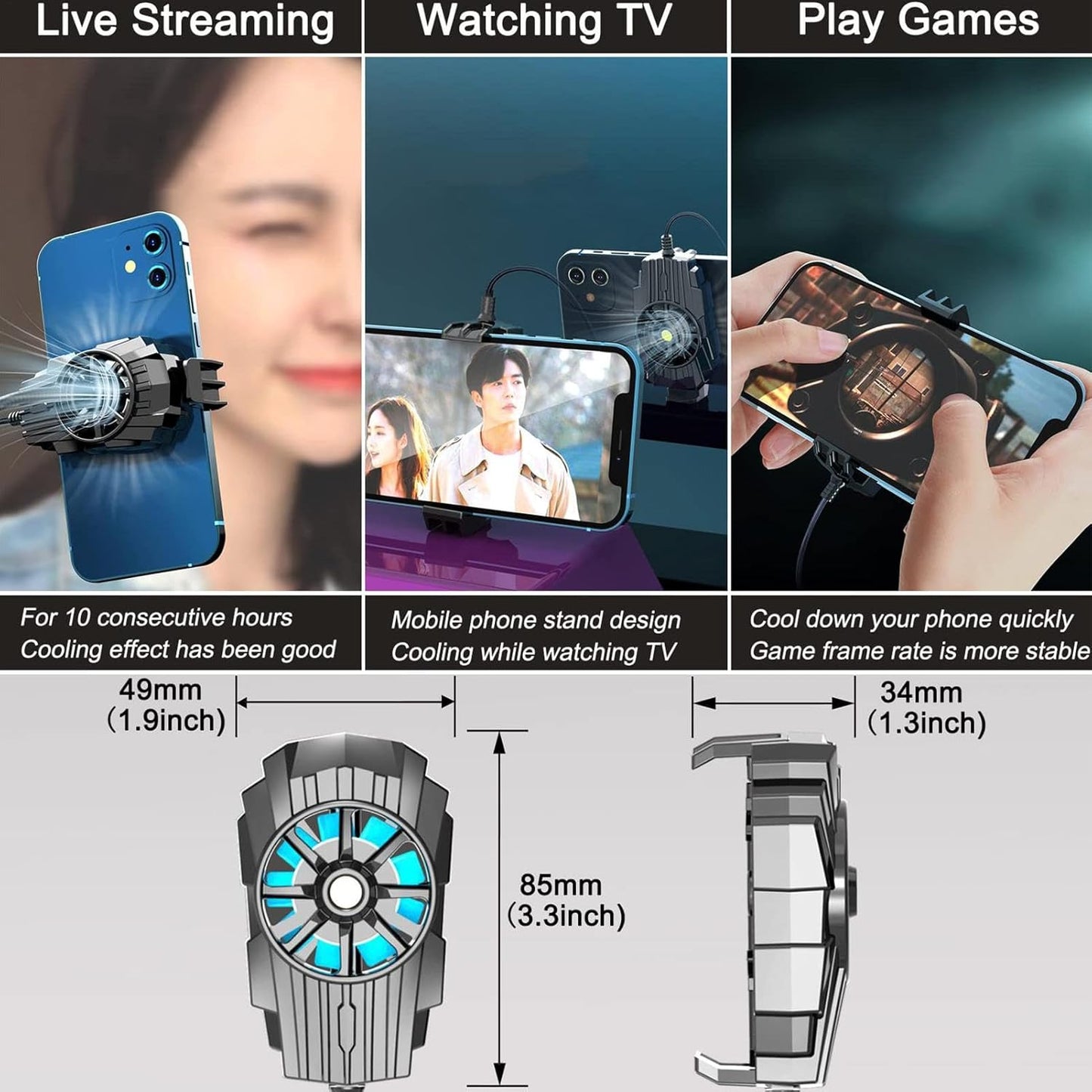 Wireless Phone Cooling Accessory | Phone Cooler - Gaming Enhanced Cooling Fan