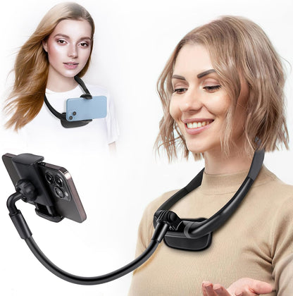 Mobile phone holder, neck mobile phone holder, hands-free flexible gooseneck mobile phone holder