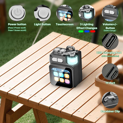 Mini Bluetooth Speaker, Smart Wireless Portable Speaker with Touch Screen, HD Loud Volume, LED Light