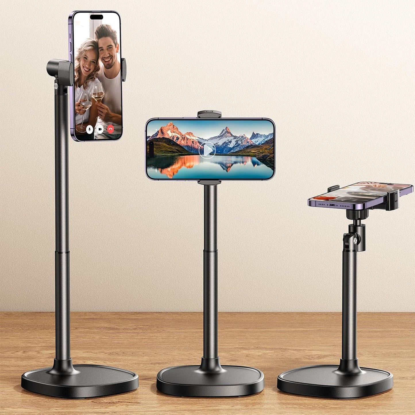 Adjustable and retractable desktop mobile phone holder