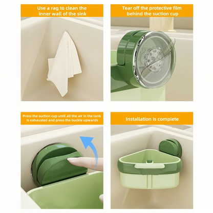 🫧Suction Cup Sink Corner Rack🧼-NEVER Unclog Your Drain Again!