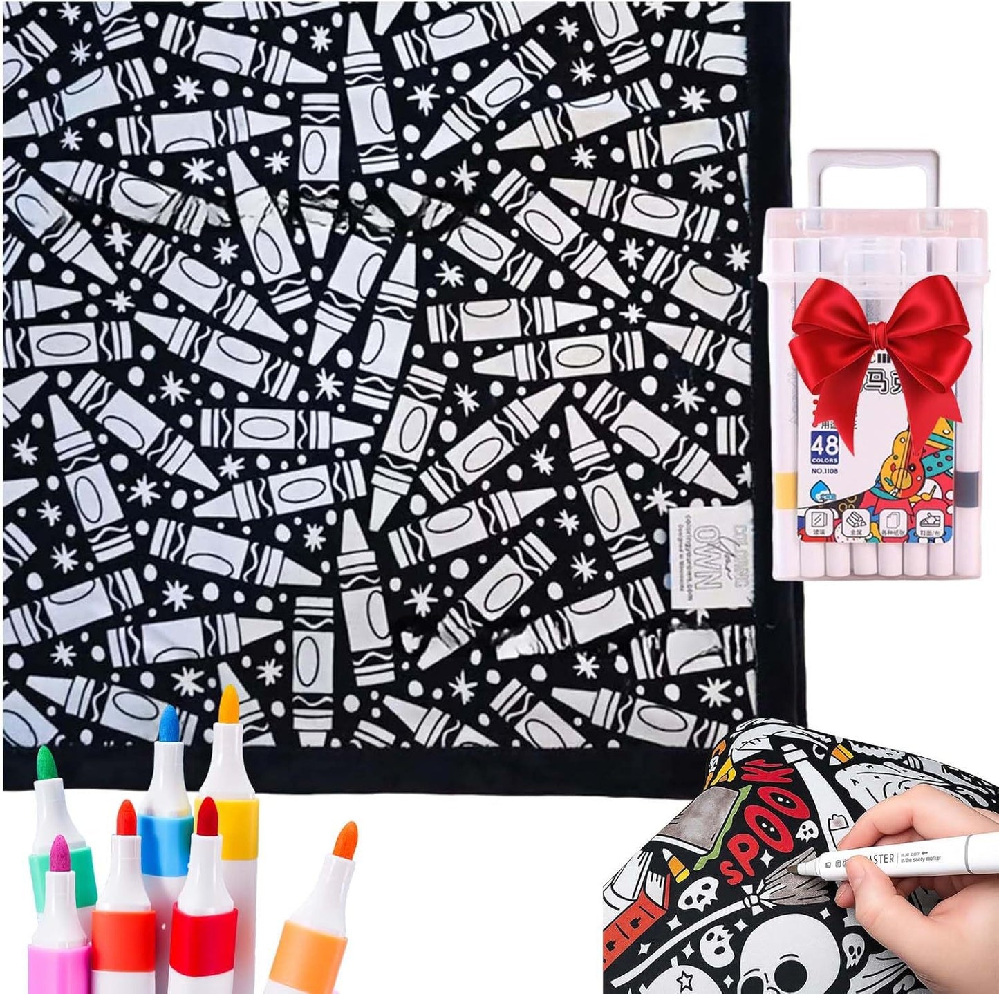 ⏳🎄Christmas Sale 49% OFF!!🎁🎨✨DIY Coloring Blanket With Markers