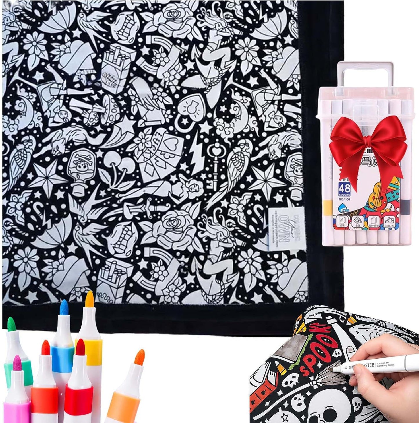 ⏳🎄Christmas Sale 49% OFF!!🎁🎨✨DIY Coloring Blanket With Markers