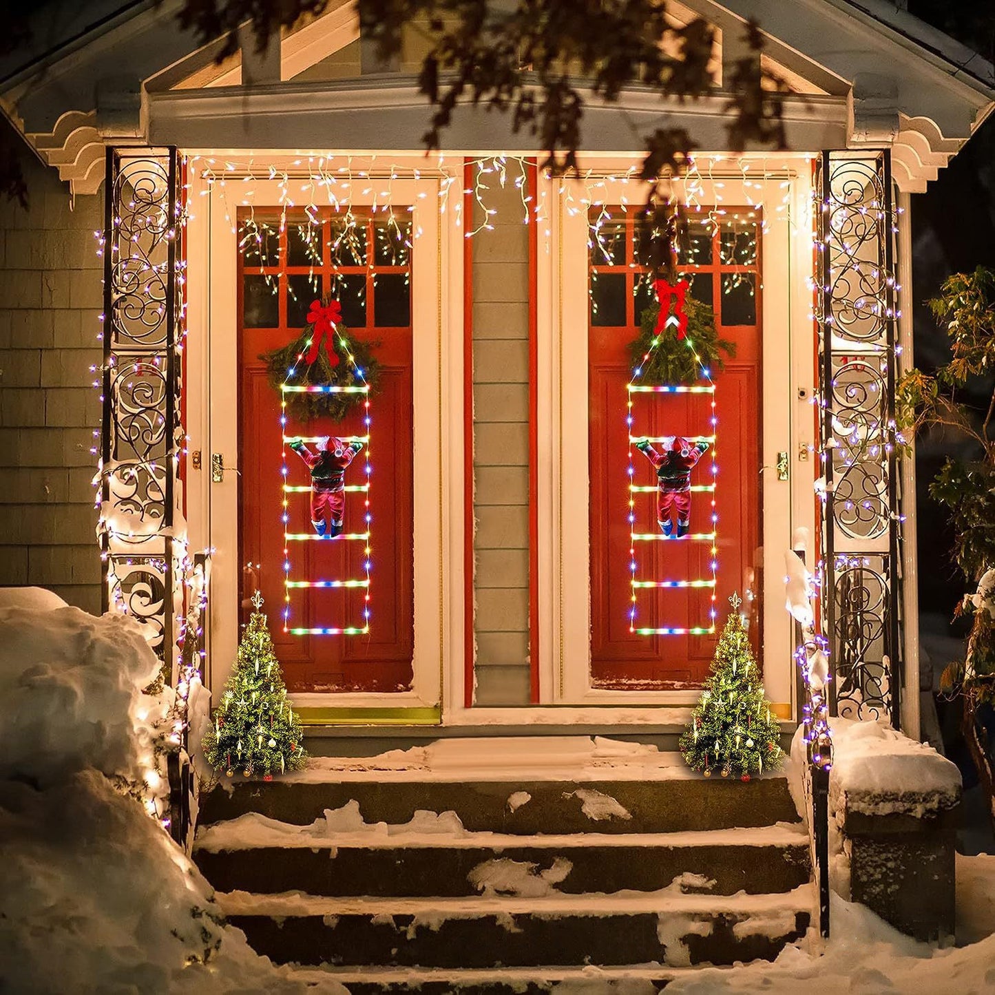 🎅✨ Climb into Christmas Magic: The Ultimate Santa Ladder Decor Lights