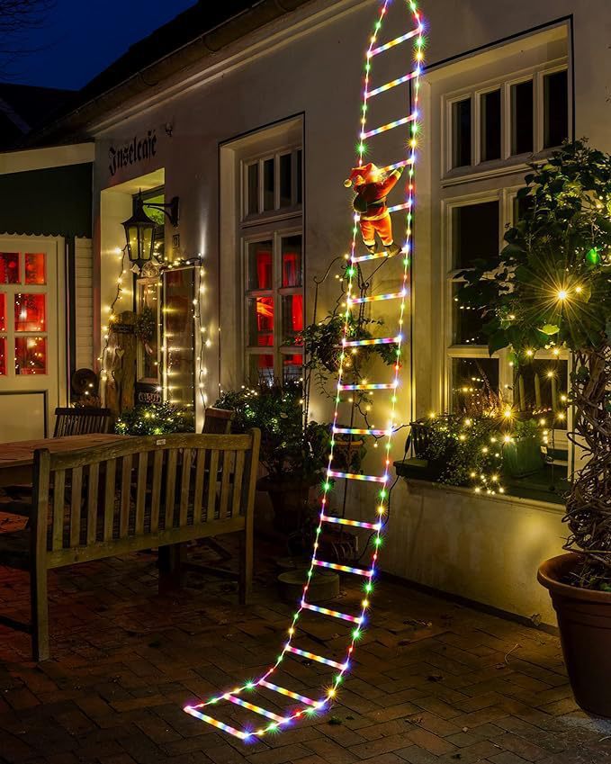 🎅✨ Climb into Christmas Magic: The Ultimate Santa Ladder Decor Lights