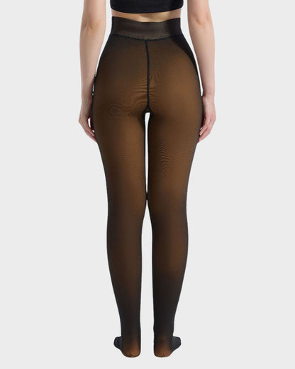 Semi-Transparent Single Seam Fleece Lined Tights