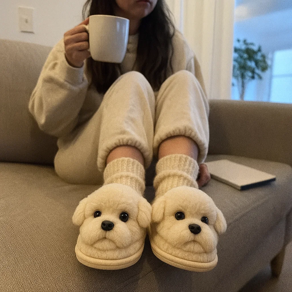 🔶Super Realistic Dog Plush Slippers — Feel Like Walking with Your Dog Every Step